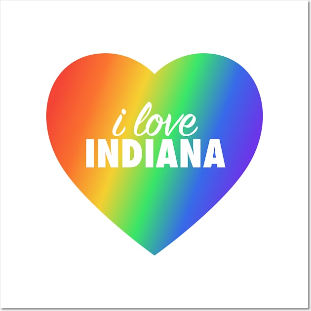 I Love Indiana Pride Rainbow Colors Heart Wall Art by modeoftravel